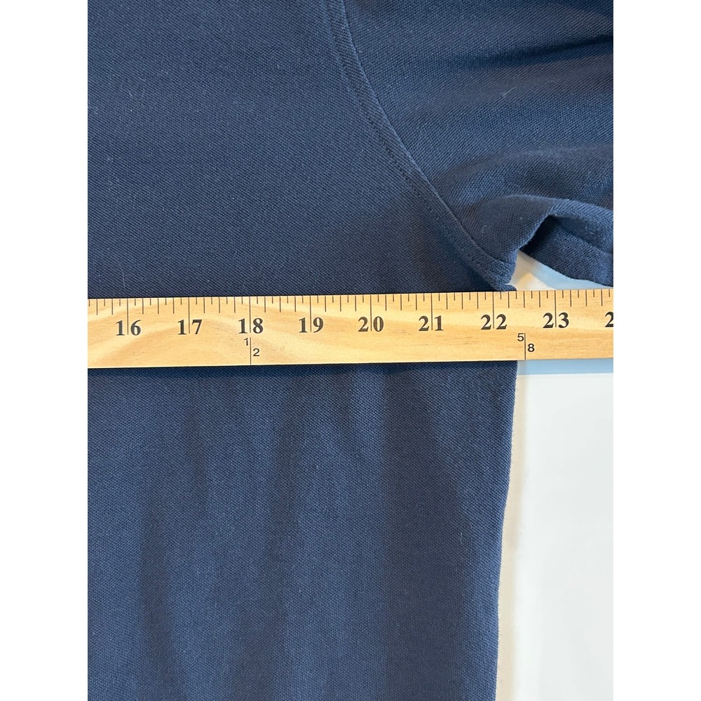 Lands End Mens Navy Blue Gingham Trim Cotton Pique Polo Shirt Large 42-44 Preppy - Picture 5 of 7